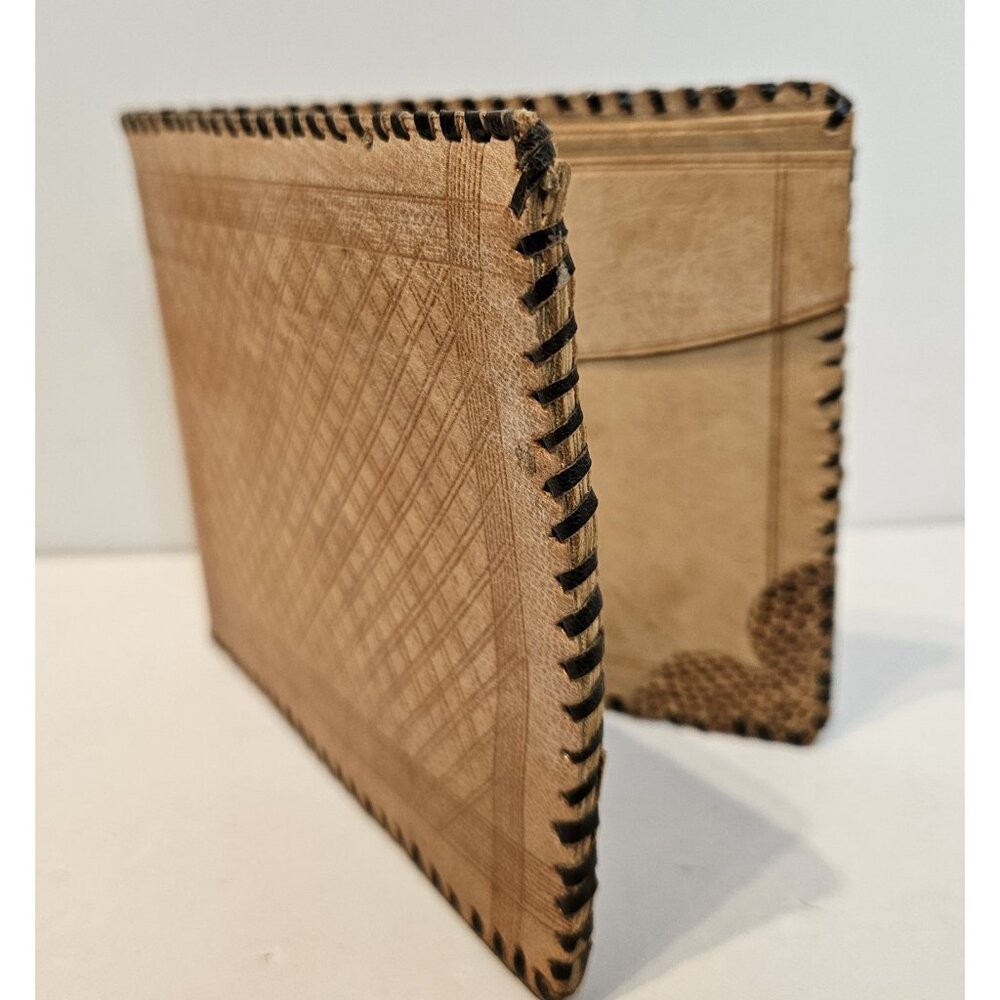 Old Vintage Hand Made Leather Wallet With ~Snakeskin Accents~  Bi-Fold